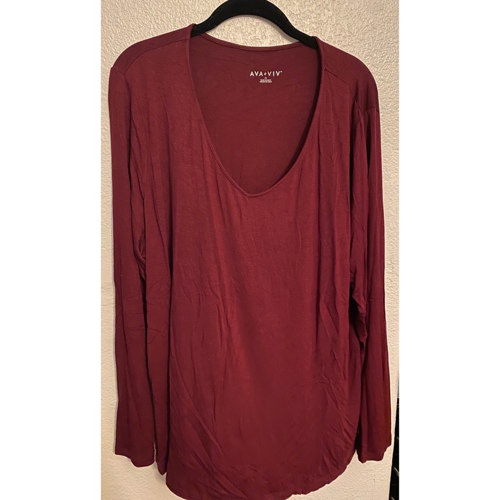 Burgundy 2XL long sleeve blouse